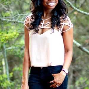 Concrete Runway Blush Cage top